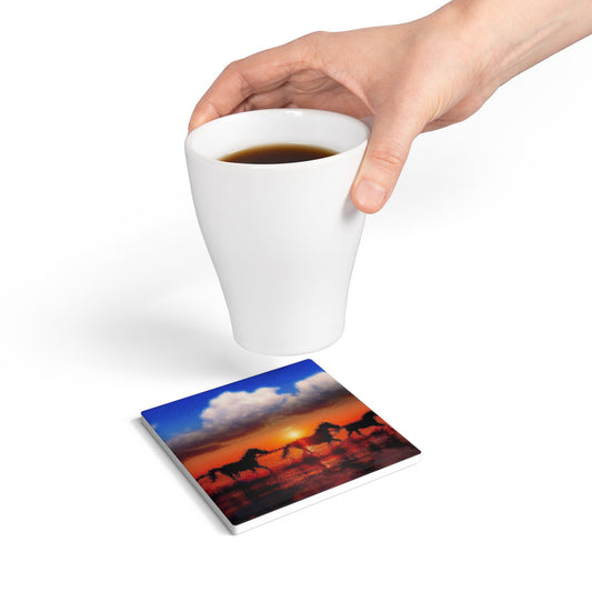 SP-010: Horse Race - Ceramic Coaster